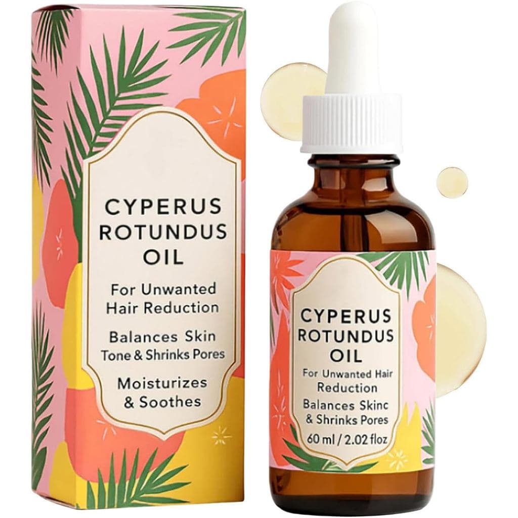 Óleo de Cyperus Rotundus - 60ml Óleo Essencial para Remoção de Pelos | Redutor de Pelos Corporais Suave e Eficaz, Reduz