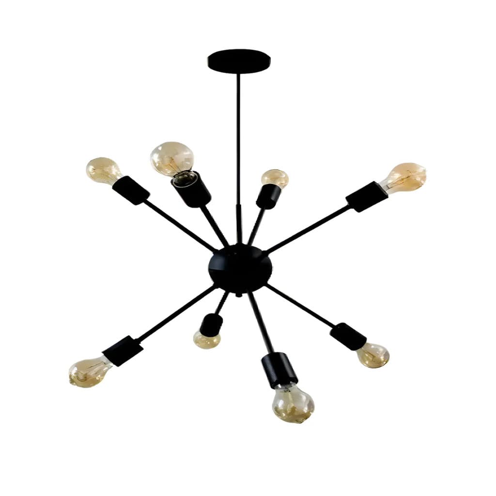 LUSTRE SPUTNIK ARANHA PRETO 8 LÂMPADAS SOQUETE E27 DIÂMETRO