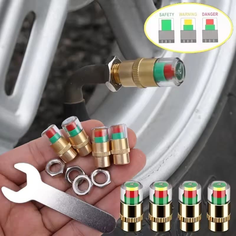 Sensor De Alarme De Monitoramento-Indicador De Pressão De Pneu De Carro-Tampas De Válvula De Núcleo De Cobre Completo-Fe