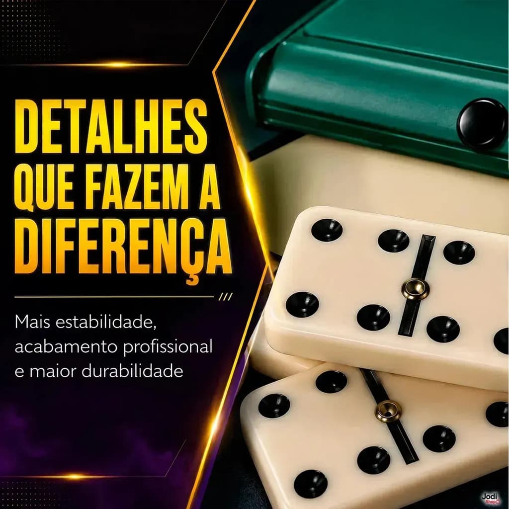 Jogo de Dominó Profissional Resina Dura 28 Peças com Estojo Resistente
