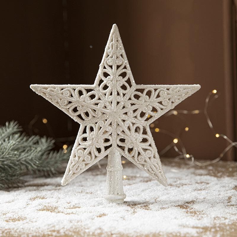 Natal oco Glitter árvore topo estrela árvore de natal topo estrela de cinco pontas decoração de natal cena decoração sup