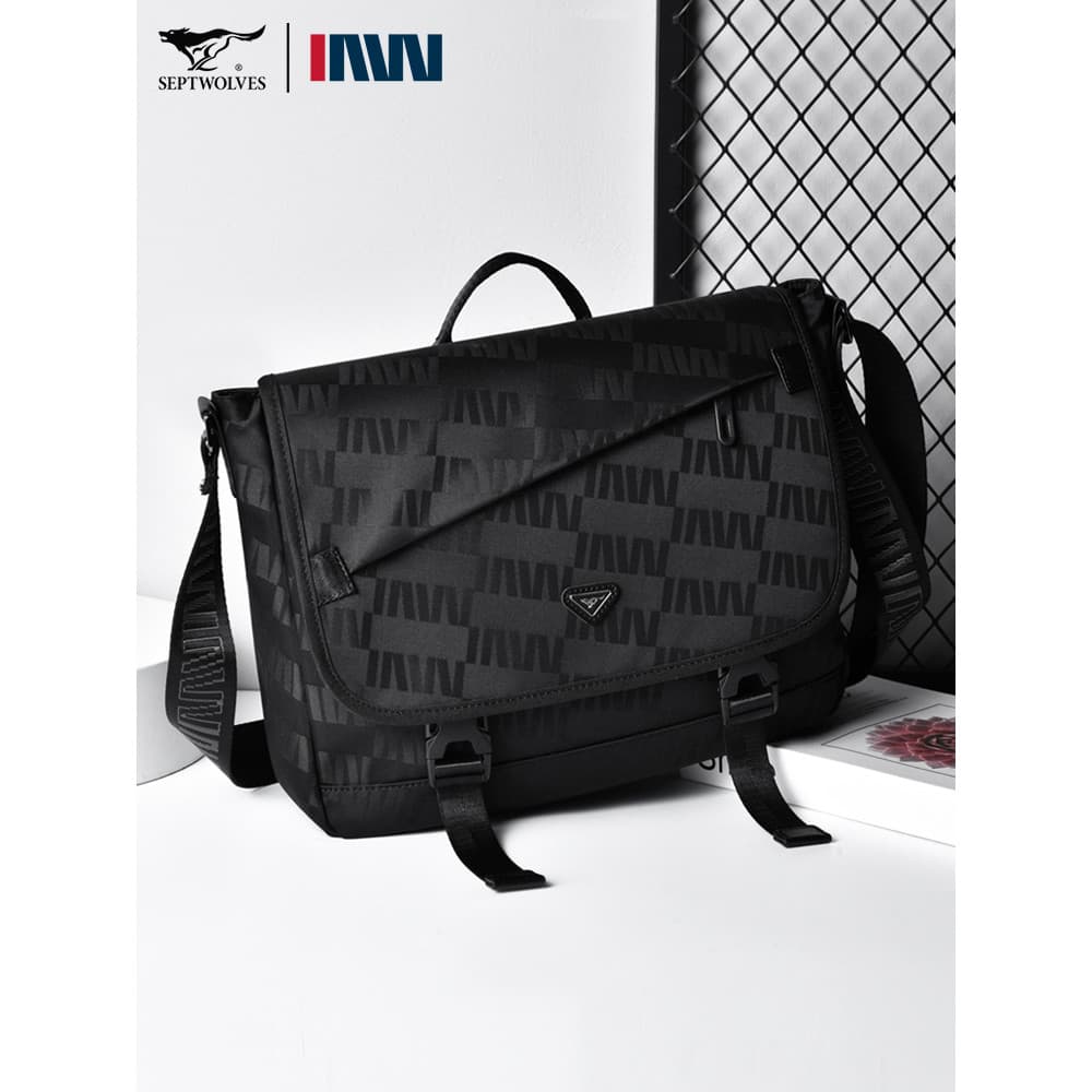 Bolsa de ombro masculina sete lobos na moda 2024 novo estilo bolsa mensageiro High-End moda autêntica simples All-Match