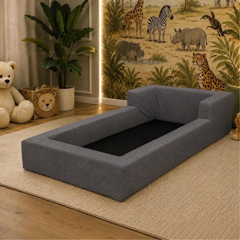 Cama Montessoriana Solteiro 220x120cm Sem Colchão Cinza