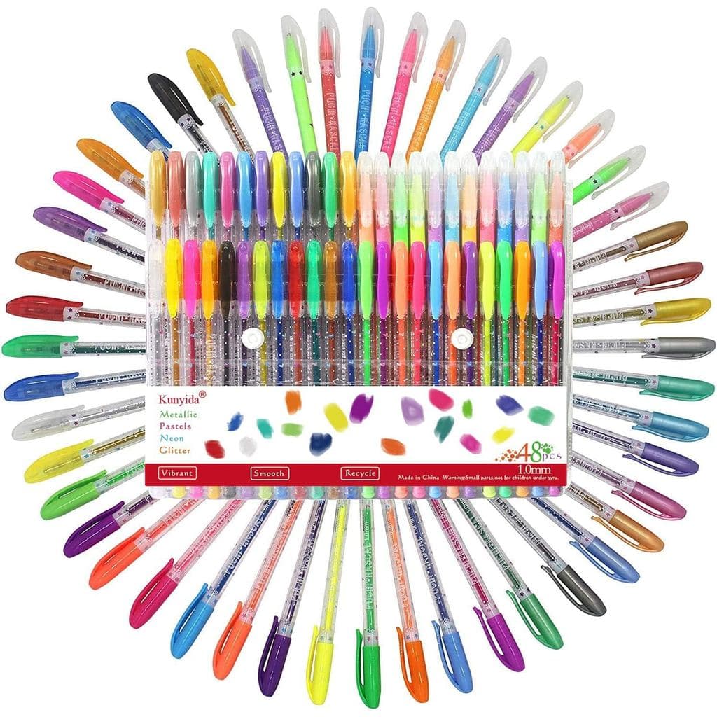 Canetas de gel para livro de colorir para adultos com estojo, incluindo cores metálicas, pastel, neon, com glitter, pont