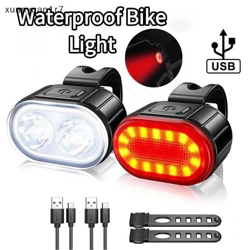 XYuan Luzes Da Bicicleta À Prova Dwaterproof Água LED Frente Luz Traseira USB Recarregável Farol Lanterna Conjunto Brilh