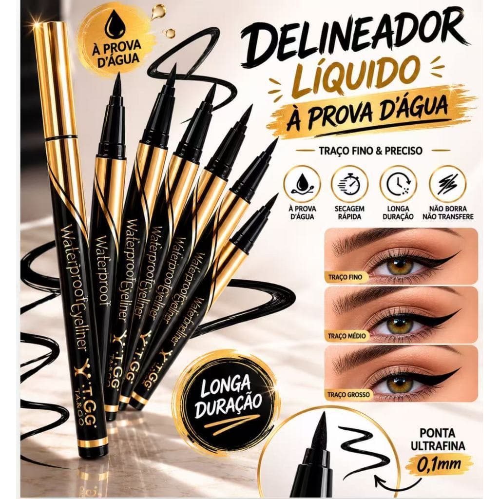 Caneta Delineadora Tango Eye Liner Alta Precisão Preto Fosco