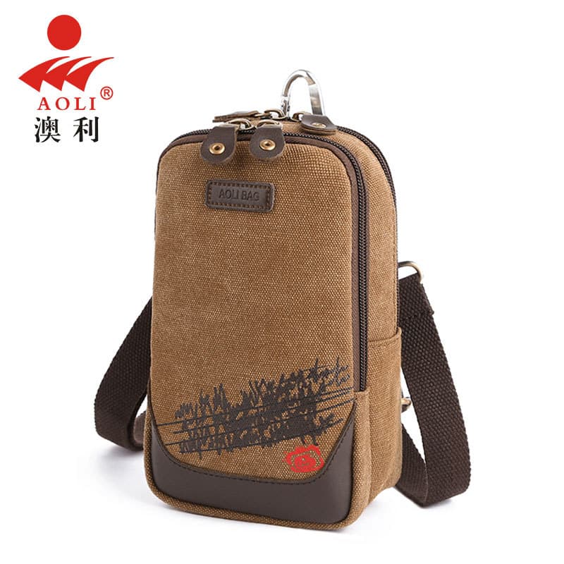 Bolsa de ombro masculina, bolsa mensageiro de lona para celular, bolsa de cintura masculina, cinto de uso, estilo Vertic