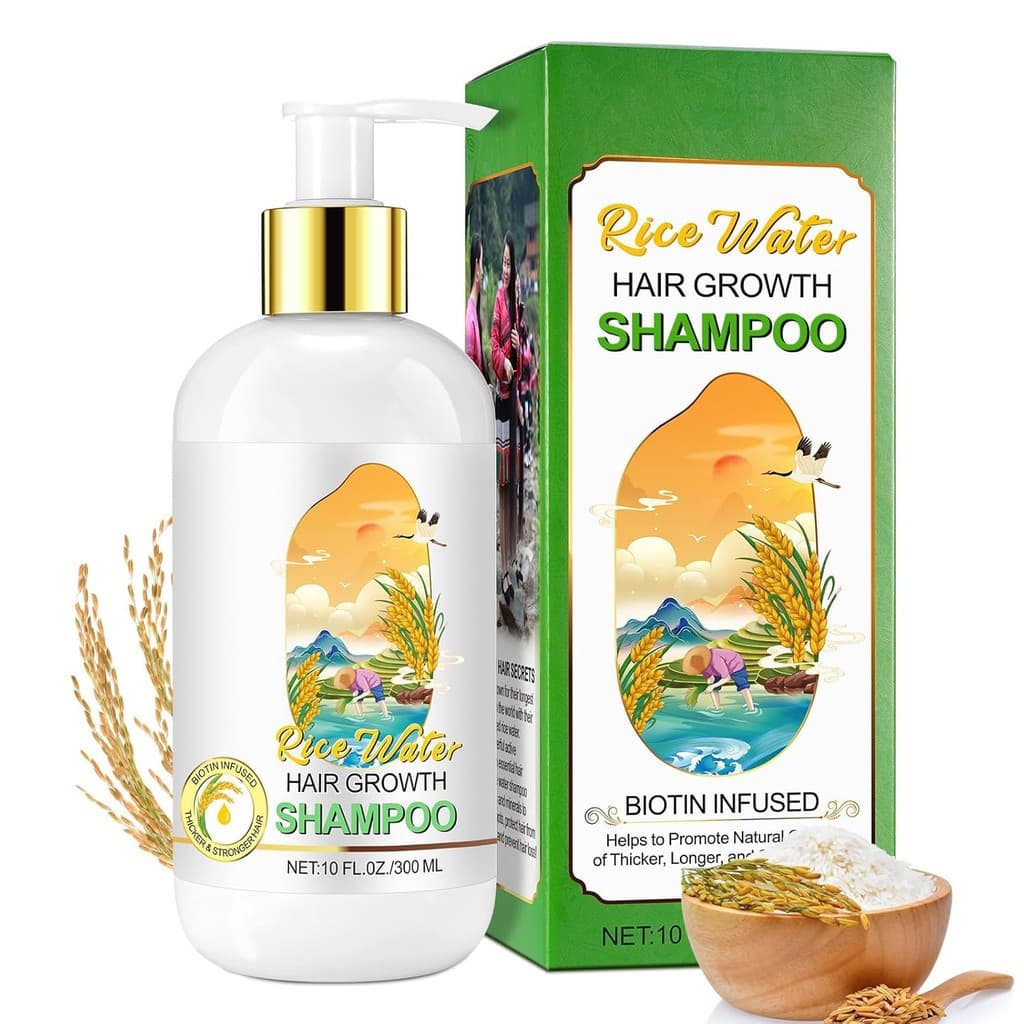 Shampoo de Água de Arroz para Crescimento Capilar, 2 fl oz - Vegano e totalmente natural, com propriedades regenerativas