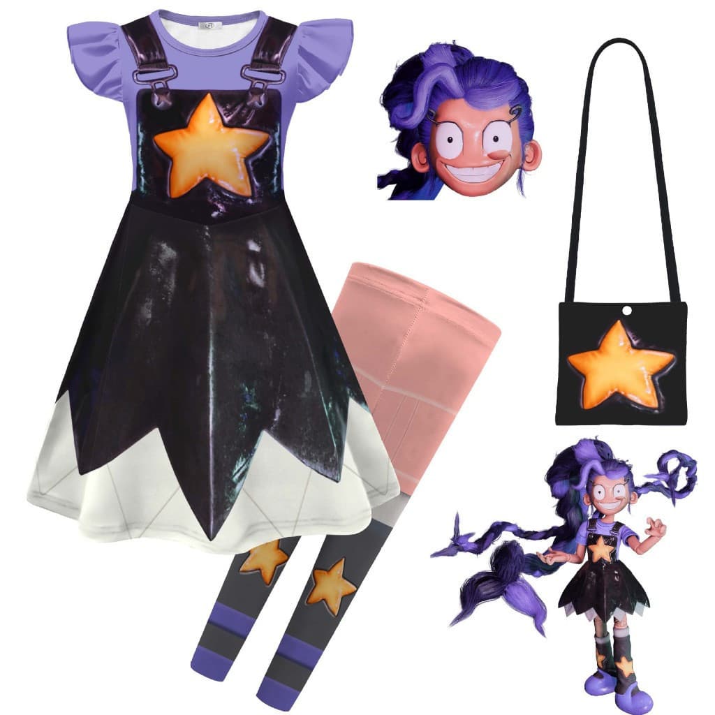 T2P2 Vestido de Cosplay de Halloween da Lily de Poppy Playtime para Meninas, Conjunto de Fantasia para Apresentações de