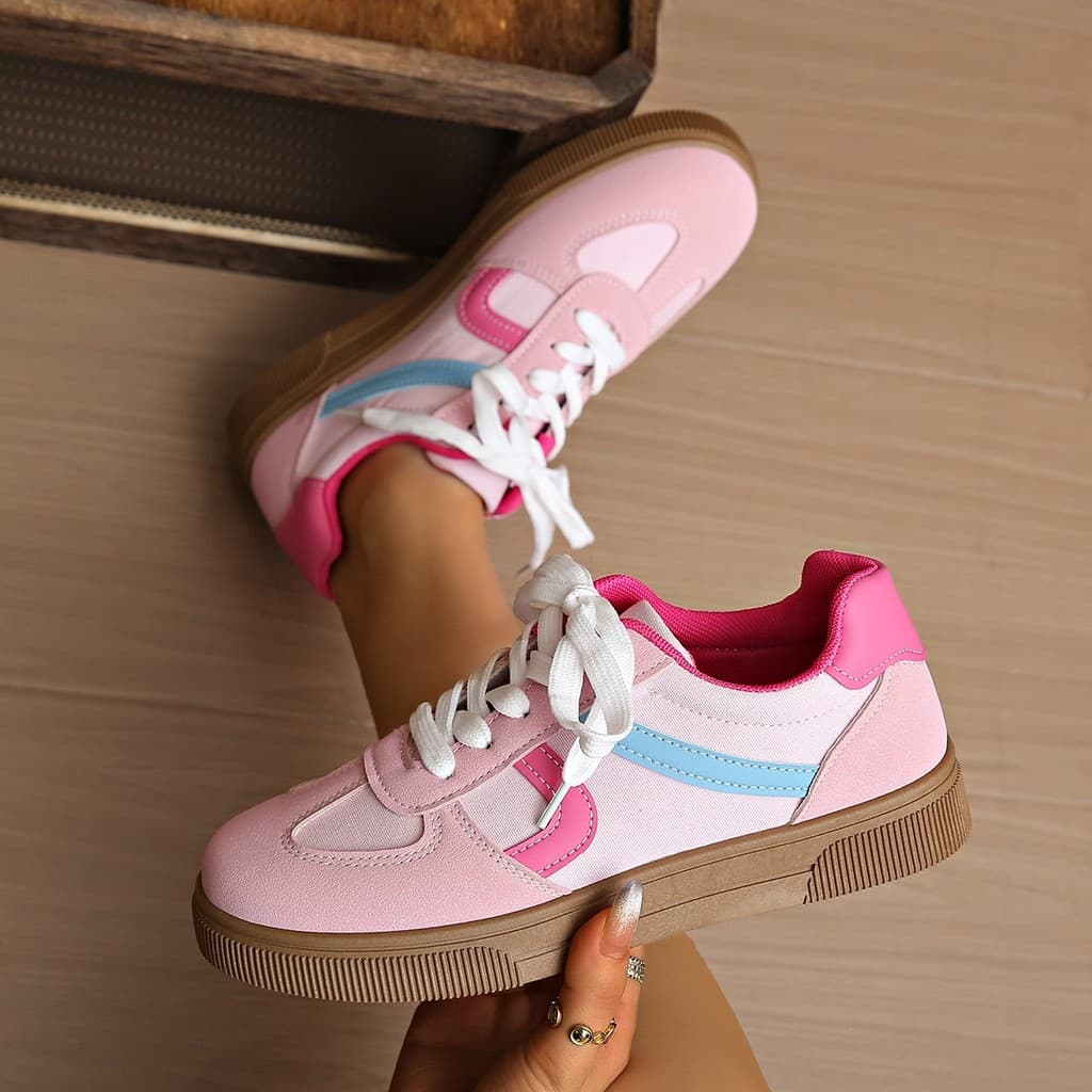 Sapatos de palha femininos casuais rosa azul Campus de alto valor diário All-match Retro tênis estudantes