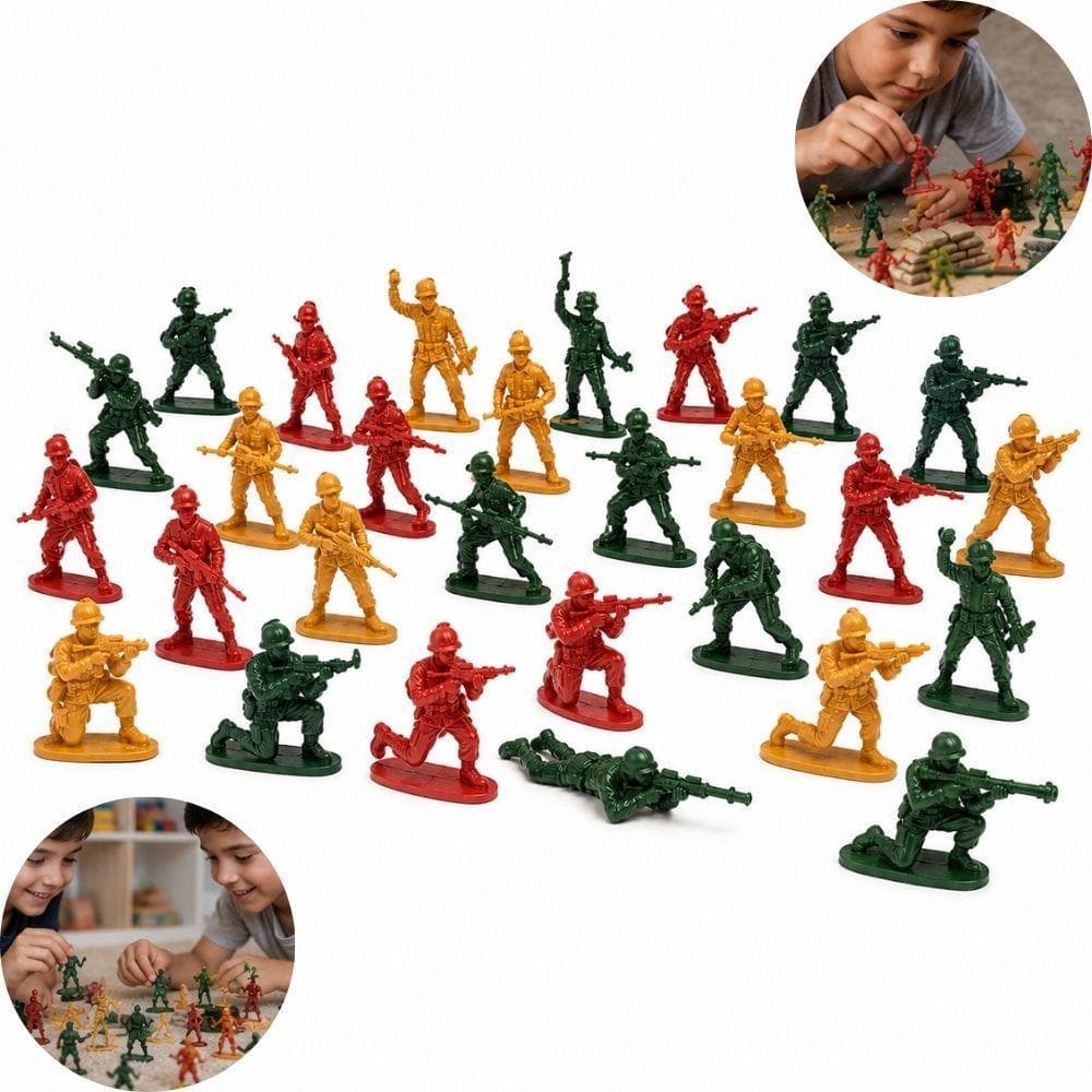 Kit 90 Soldadinhos Exercito Militar Brinquedo Infantil Miniaturas Plastico Faz De Conta