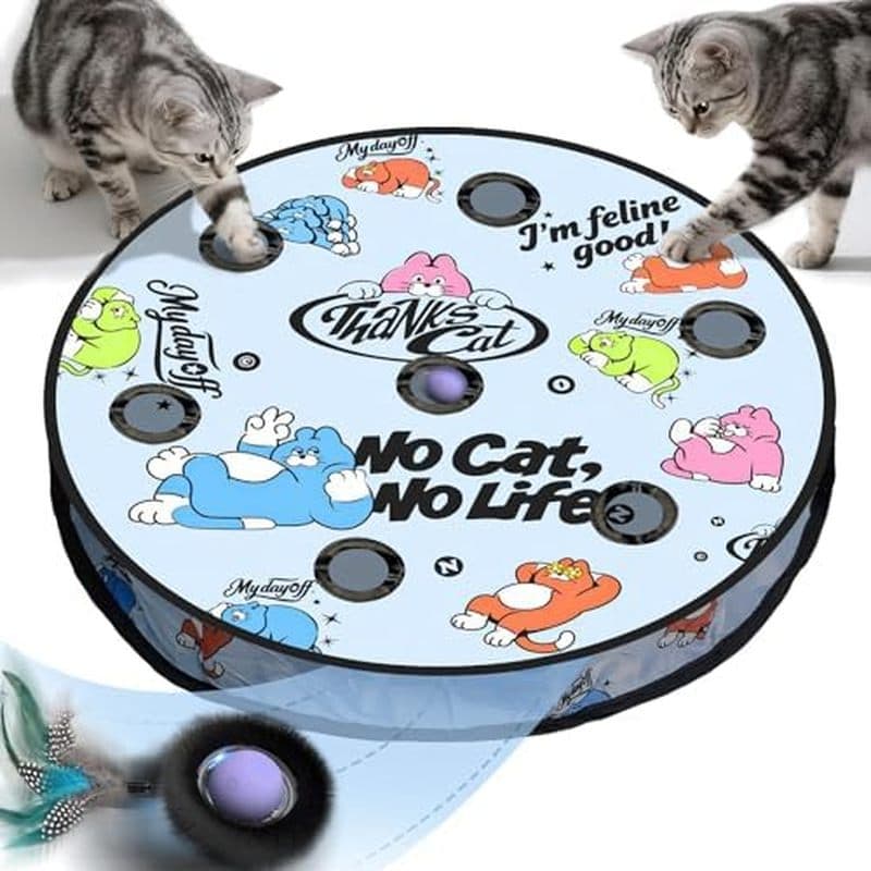 Brinquedo Interativo Para Gatos Com Bola Ativada Por Movimento & amp ; Tapete De Jogo De 7 Buracos , Exercícios Esconder
