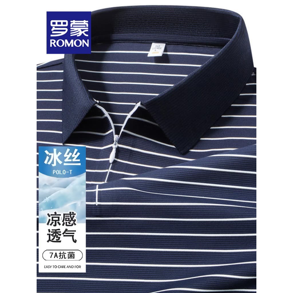 Lomon camisa Polo masculina sem costura legal de manga curta 2026 verão novo estilo respirável confortável listrado Casu