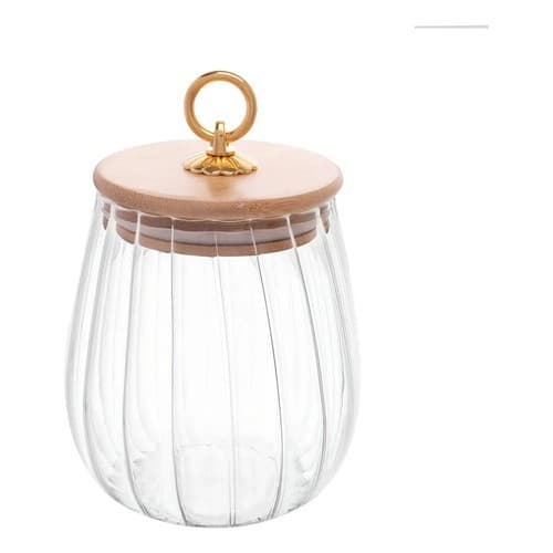 Porta Mantimento Vidro Hermético 750ml Wolff Gourmet Classic Tampa Bambu Transparente