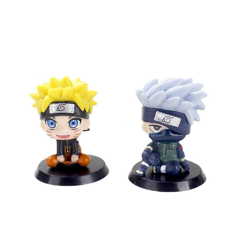 2 Pçs / Set Naruto Q Versão Sentado Postura Kakashi Naruto Figura Pvc Uzumaki Naruto Estátua Toy Collectible Caçoa O