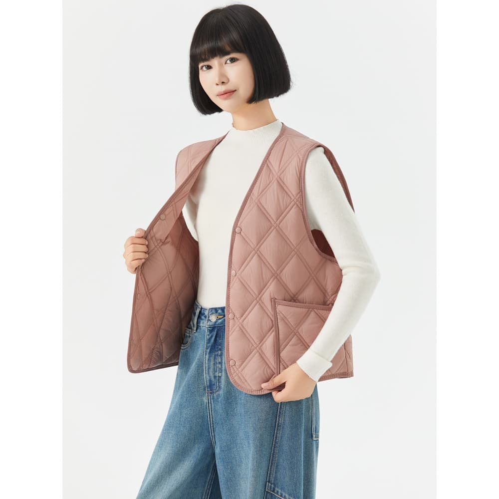 Colete feminino leve outono inverno para baixo colete térmico forro de algodão jaqueta de algodão pequena tamanho grande