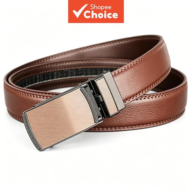Cinto Masculino De Couro Pu Com Fivela Automática Formal Casual Resistente Ao Desgaste