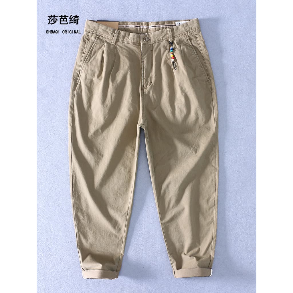 Primavera outono Ami cáqui macacão masculino feminino mesmo estilo calças masculinas All-Match nacional Street Wear solt