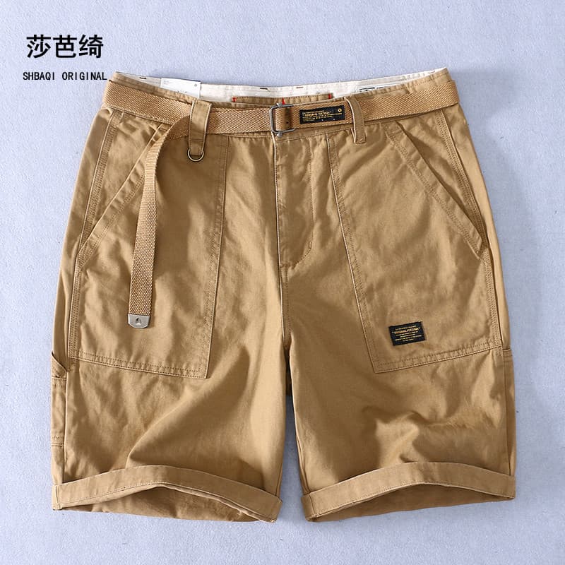 Verão estilo fino Ami cáqui na moda masculino puro algodão Shorts calças casuais Retro macacão masculino casual calças d