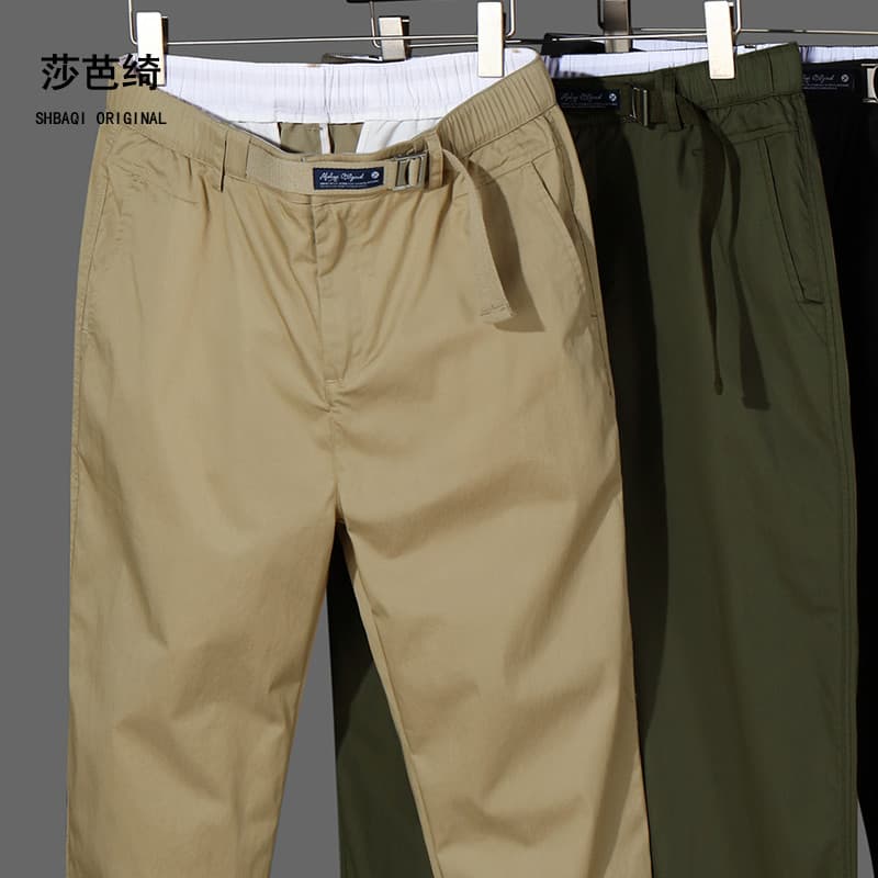 2024 primavera verão fino algodão casual calças compridas masculinas em linha reta cônica moda juventude casual tornozel
