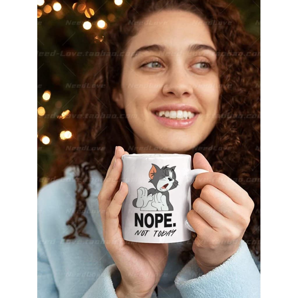 Tom Cat Not Today Caneca Copo de Água Copo de Café da Manhã Clássico Animação de Desenhos Animados Gato e Rato Engraçado