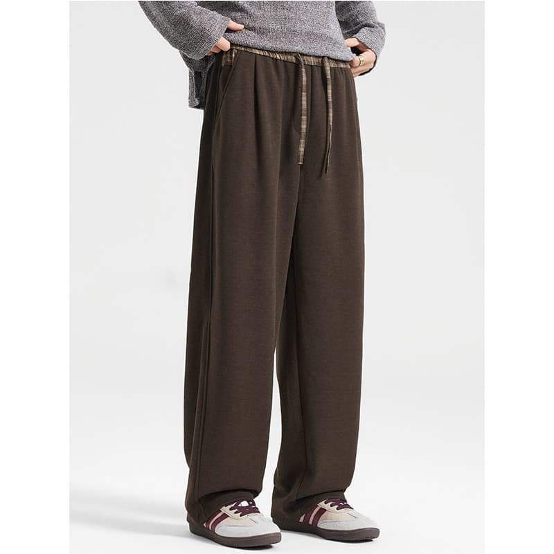 Calças masculinas casuais outono inverno novo estilo americano Street Wear costura Design calças soltas All-Match em lin