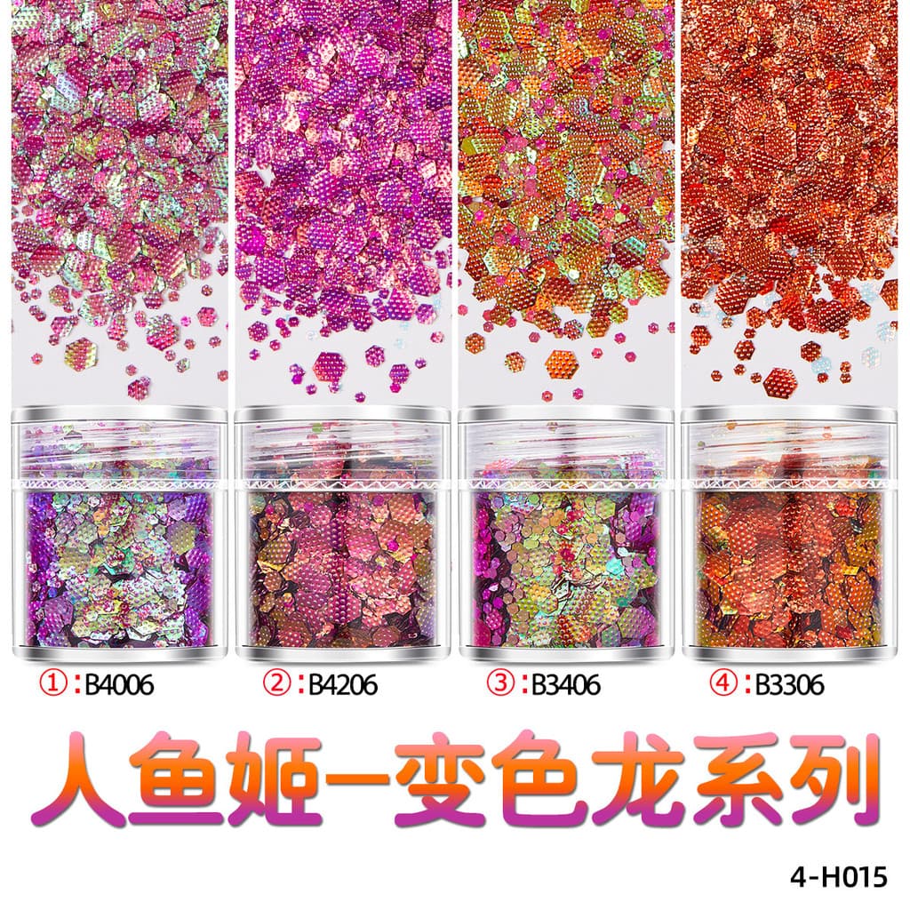 Novo estilo Manicure camaleão lantejoulas polarizadas glitter pó Laser sereia lantejoulas fluindo cânhamo jóias de unhas