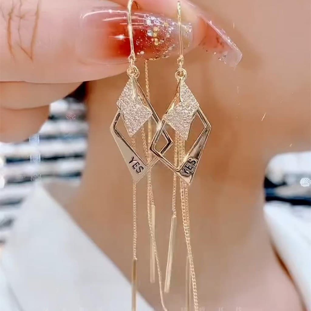 High-End estilo longo geométrico carta borla brincos Design feminino sentido 2025 novo estilo acessórios de moda 3.5-21