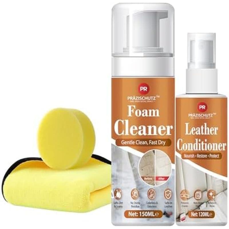 Kit De Limpador De Espuma E Condicionador De Couro-Remoção Poderosa De Manchas , Fórmula Suave , Nutrição Profunda , Aca