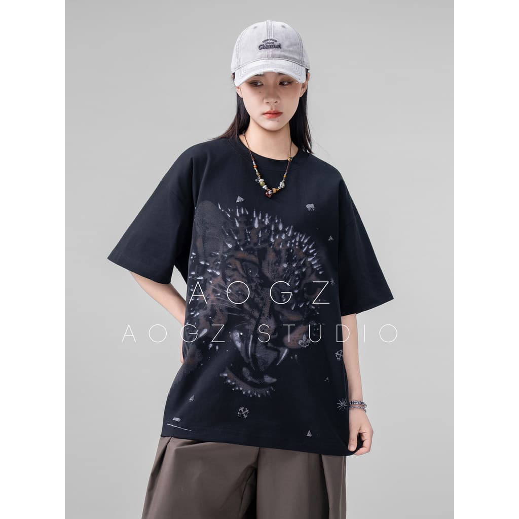 AOGZ luz luxo casal americano Anime impresso camiseta de manga curta das mulheres dos homens verão solto confortável Str