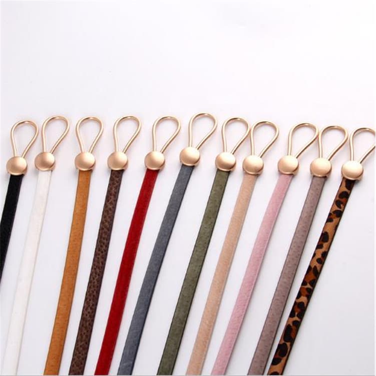 Cinto de pele de porco Real série textura fosca atada pequeno cinto feminino 1cm de largura versão coreana novo estilo s