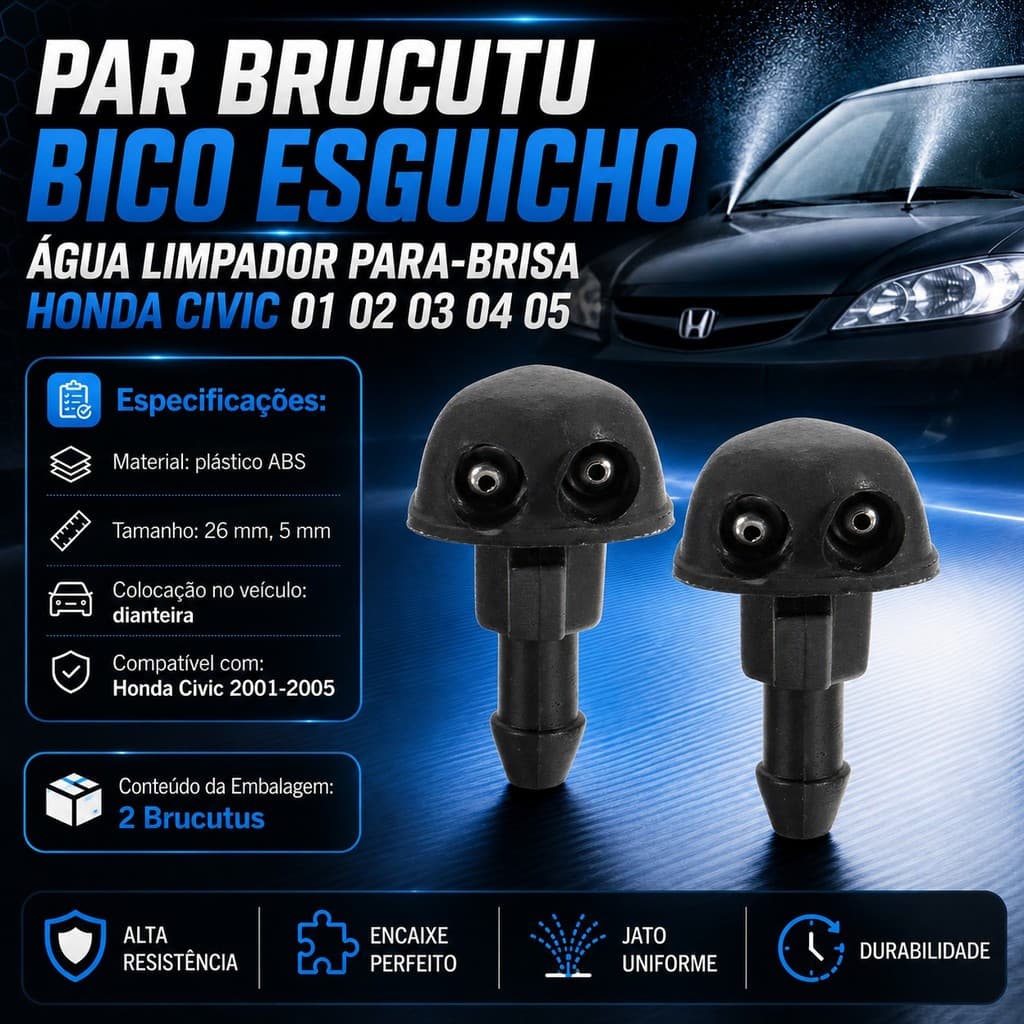 Par Brucutu Bico Esguicho Agua Limpador Parabrisa Honda Civic 01 02 03 04 05