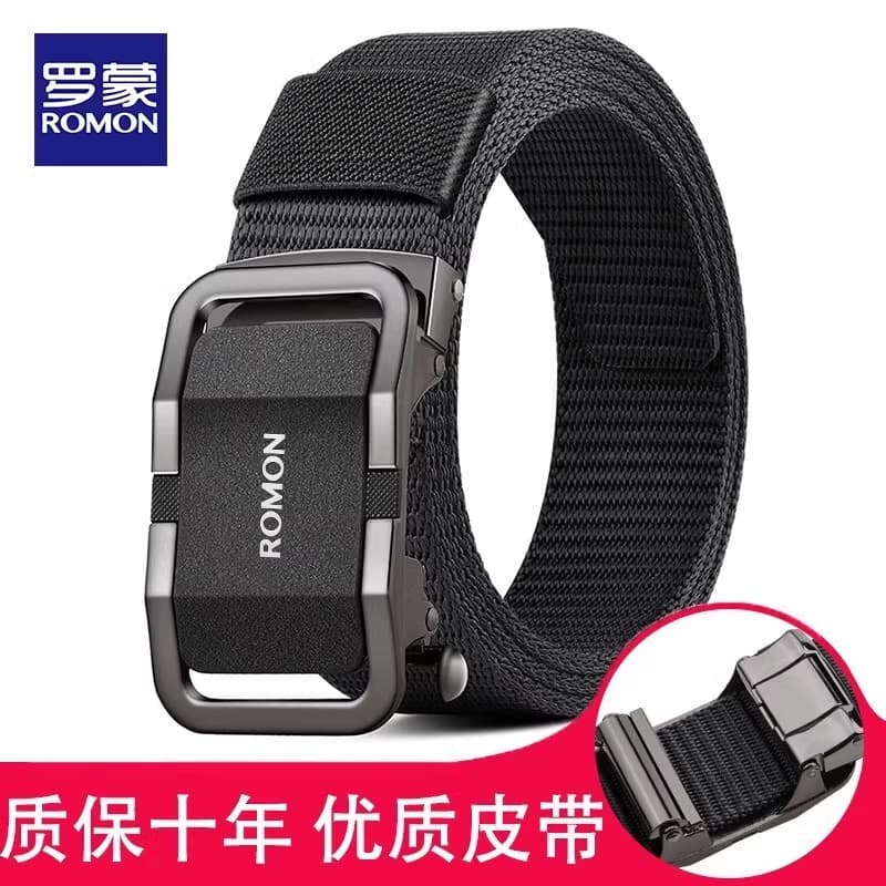 Lomon cinto de lona masculino fivela automática cinto jovens ao ar livre novo estilo All-Match Jeans calças masculinas c