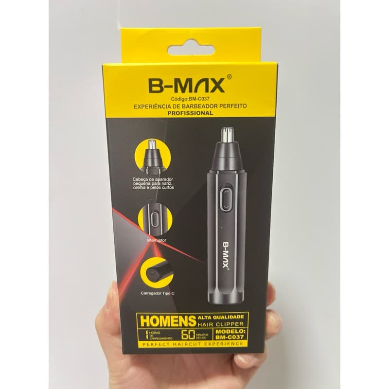 Aparador De Pelos Nariz Orelha B-MAX Recarregavel Usb Portatil Cor Preto