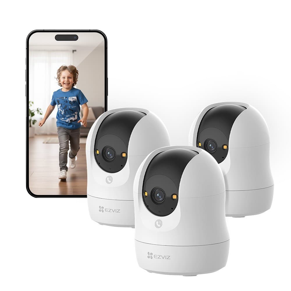 Kit 3x Câmera WiFi EZVIZ C6N G1 3K 5MP Ultra HD 360° com IA