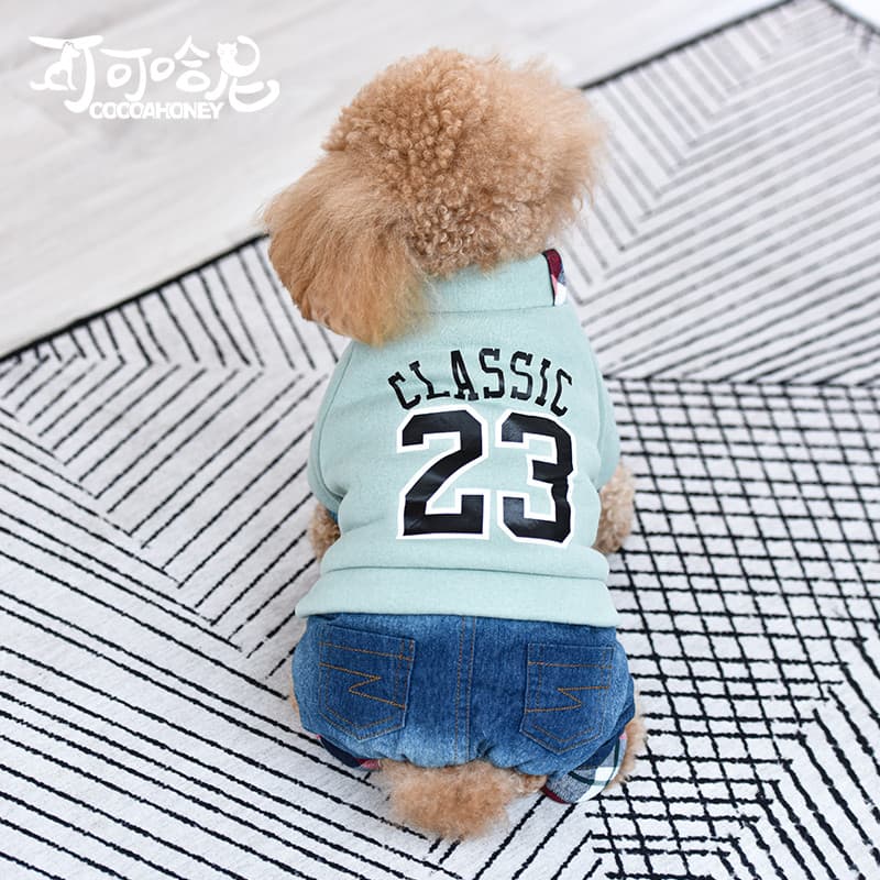 Outono inverno quente Pet roupas de quatro patas roupas para cães roupas espessadas Teddy algodão casaco Denim roupas Bi
