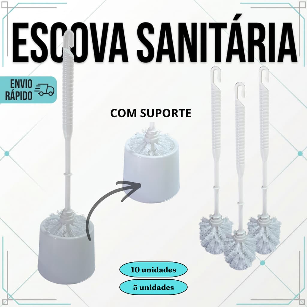 Kit Escova Para Vaso Sanitário Com Suporte Higiênico Cerdas Resistentes e Duráveis Limpeza Profunda Para Banheiros