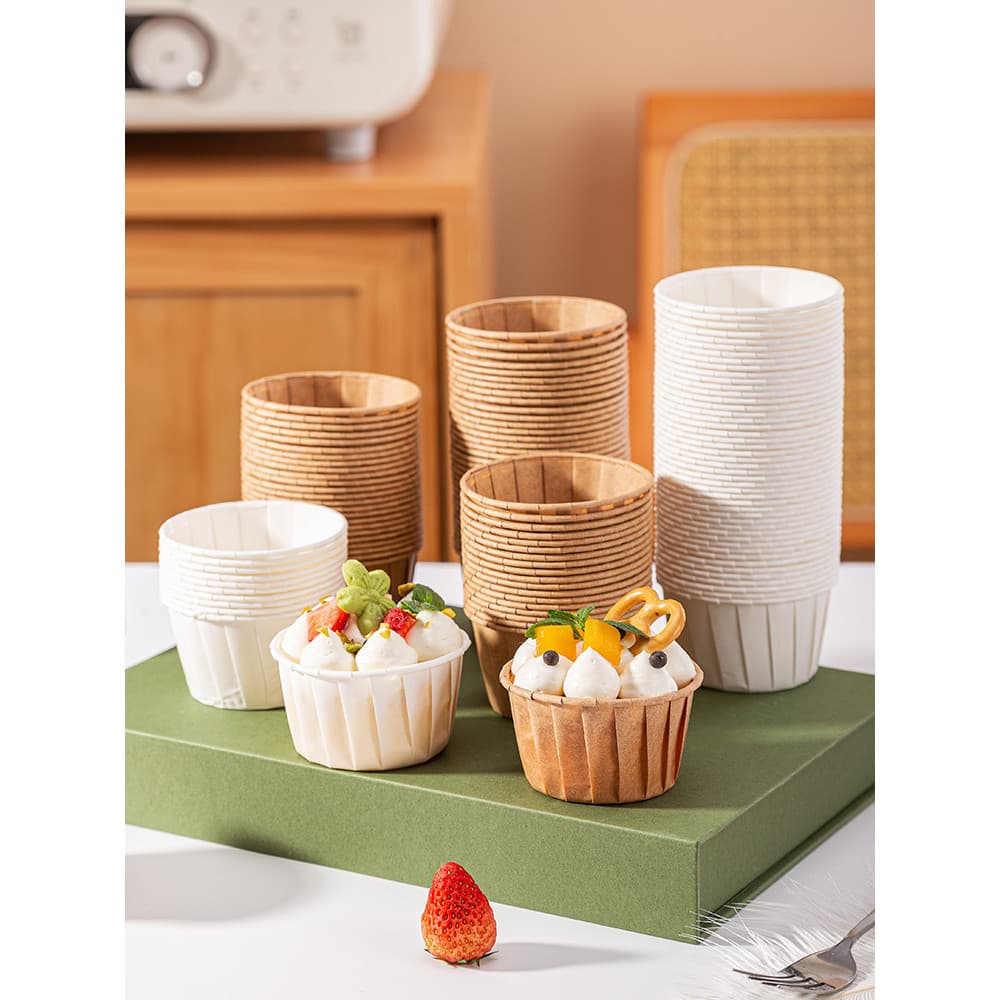 Suporte de papel para Cupcake, resistente a altas temperaturas, copo pequeno para Muffin, borda rolante de cavalo, caixa