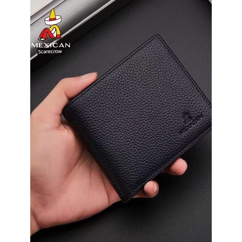 carteira masculina carteira masculina com ziper Espantalho carteira masculina de couro genuíno curto primeira camada de