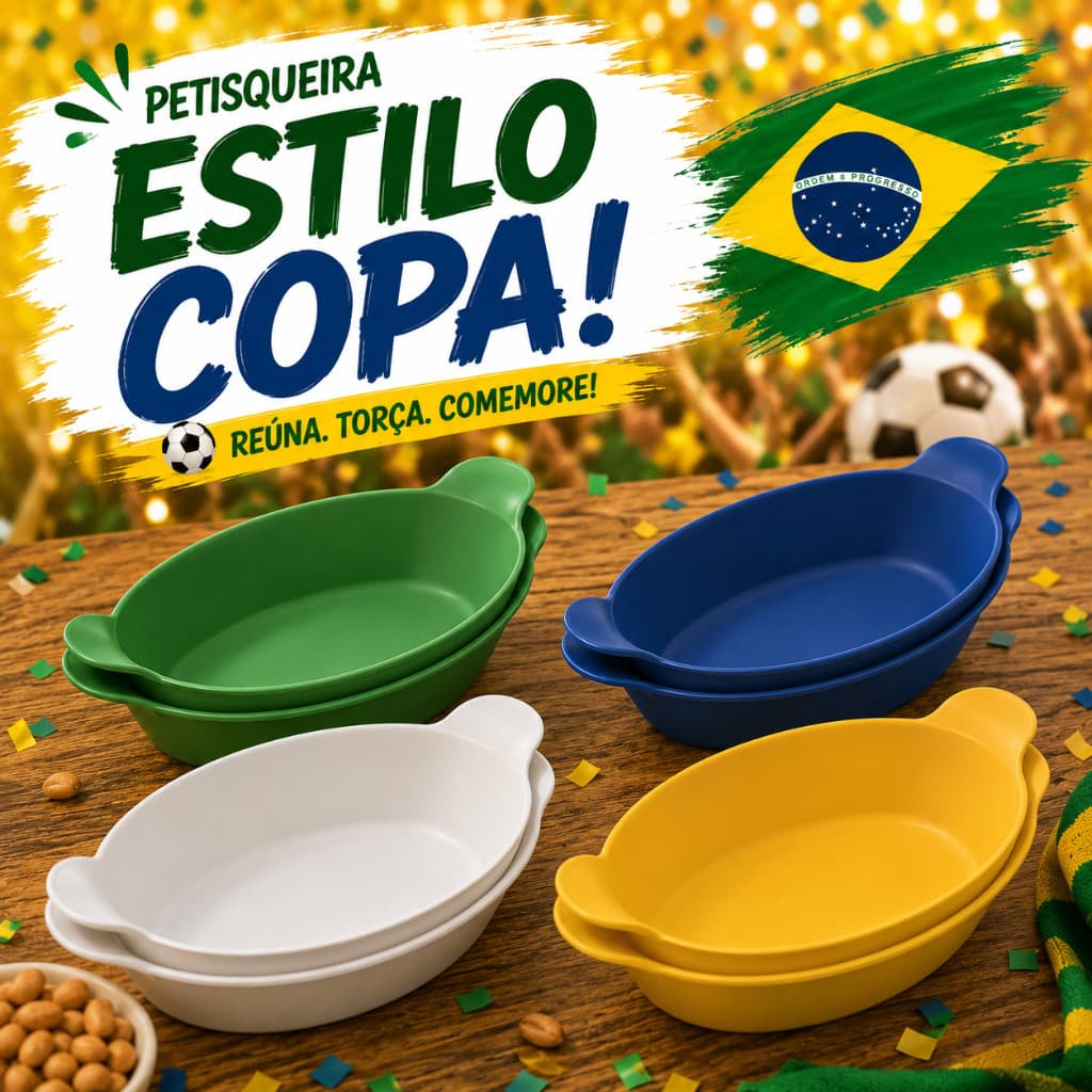 KIT 8, 20 ou 40 Petisqueiras Canoa Temática Copa Brasil Para Petiscos Festa Futebol