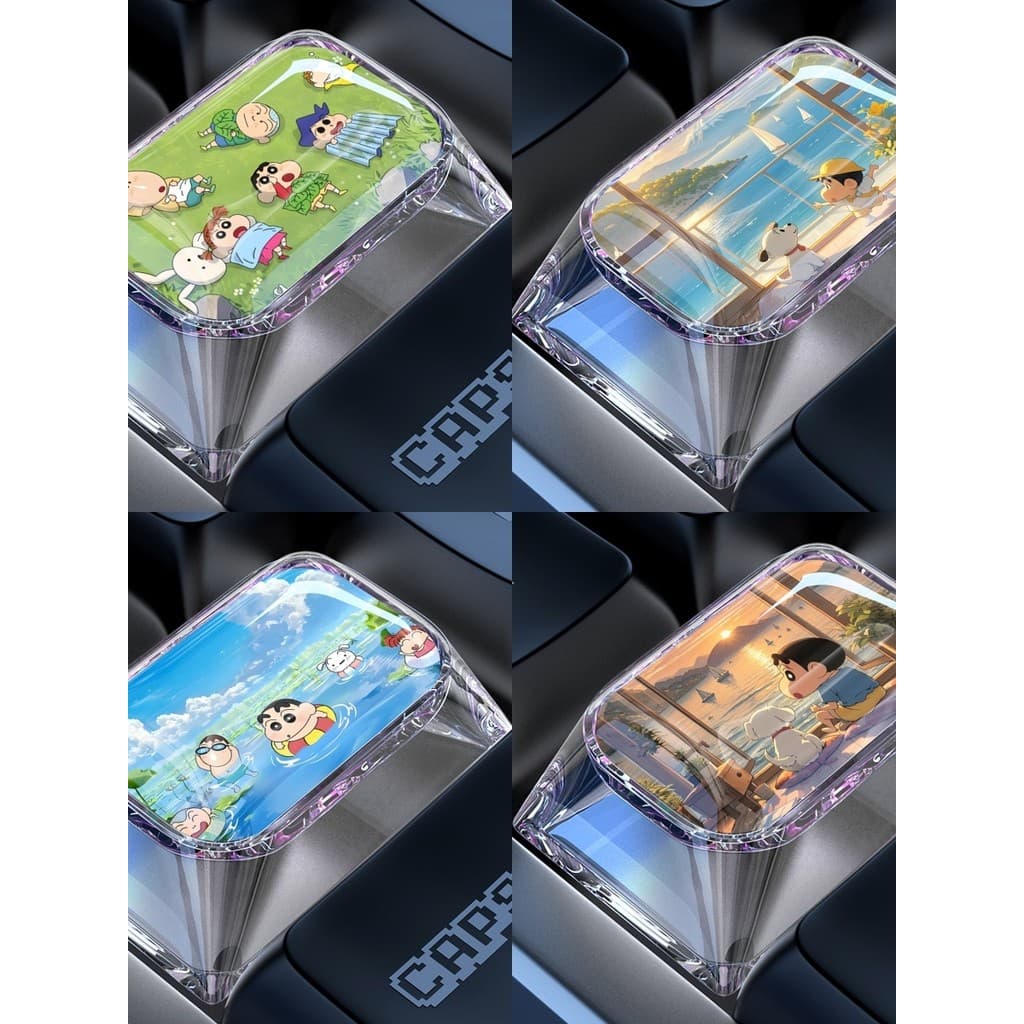 Tab keycap único desenho animado bonito eixo cruzado Crayon Shin-Chan teclado mecânico transparente 1.5U epóxi keycap