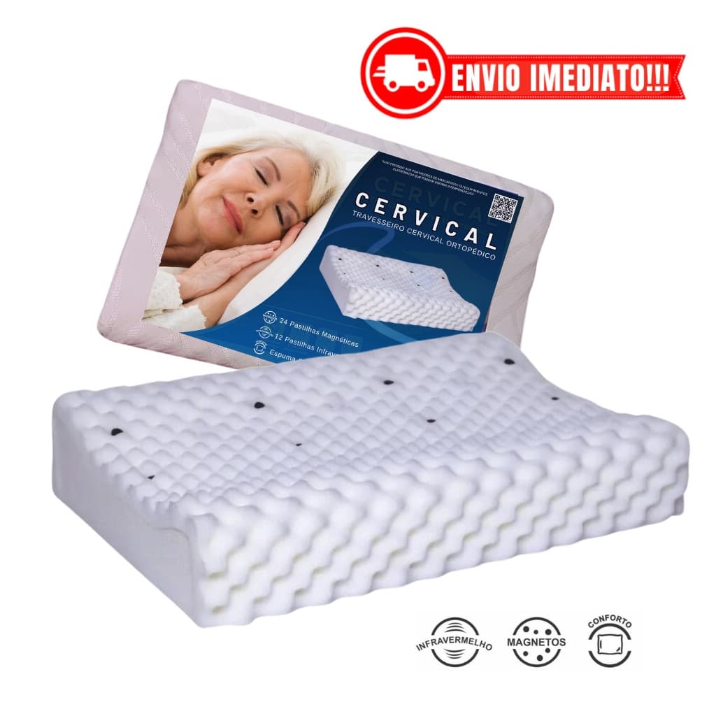 Travesseiro CERVICAL Ortopédico Pillow MAGNÉTICO + Infra + Fronha