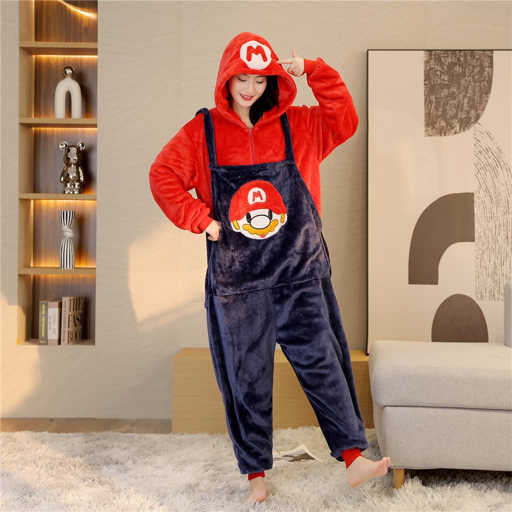 Pijama Unissex Mario Onesie – Fantasias De Cosplay De Personagens De Jogos Macios Para Mulheres E Homens , Ideais Dormir