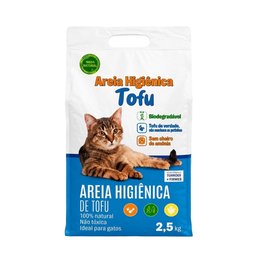 Areia Higiênica De Tofu Biodegradável Para Gatos Neutro 2,5kg Forma Torrões