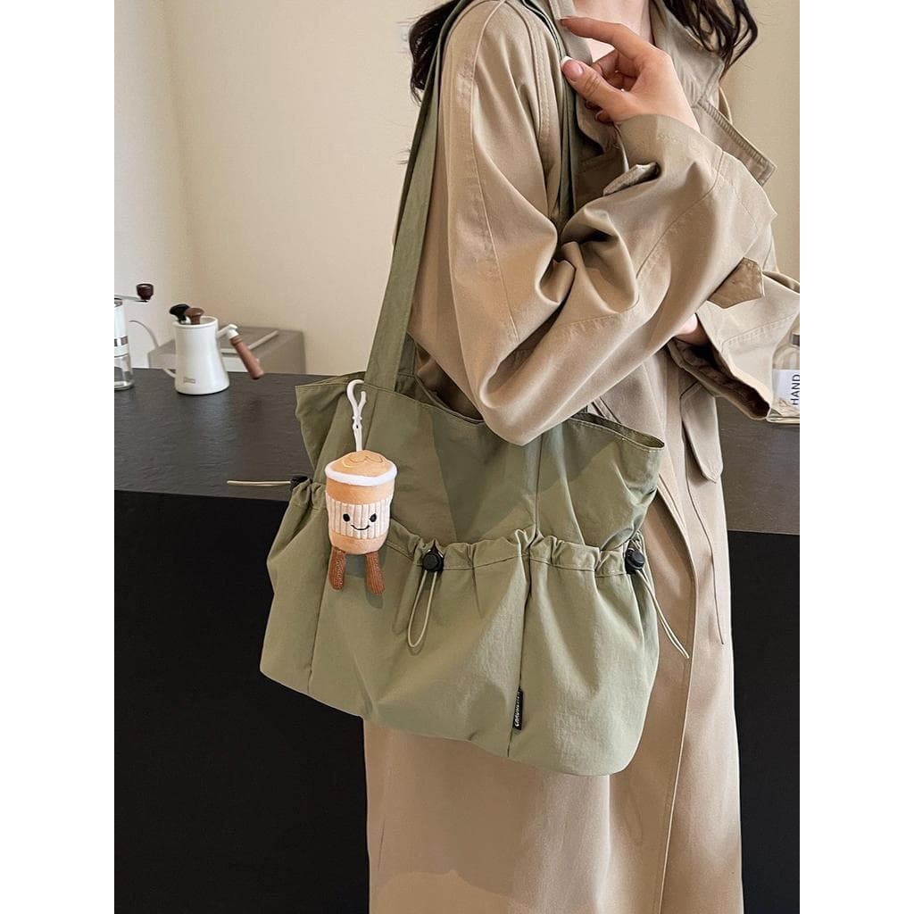 Casual bolsa de lona de grande capacidade feminina outono inverno moda leve All-Match bolsa de ombro classe Commuter via