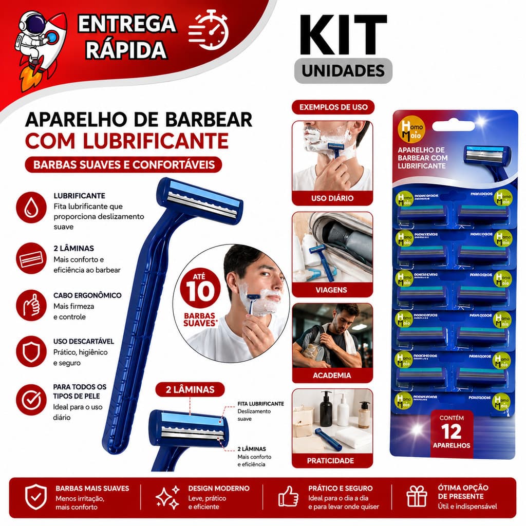 Kit 36 Prestobarba Aparelho De Barbear 2 Lâminas Com Fita Lubrificante Barbeador Descartável Premium