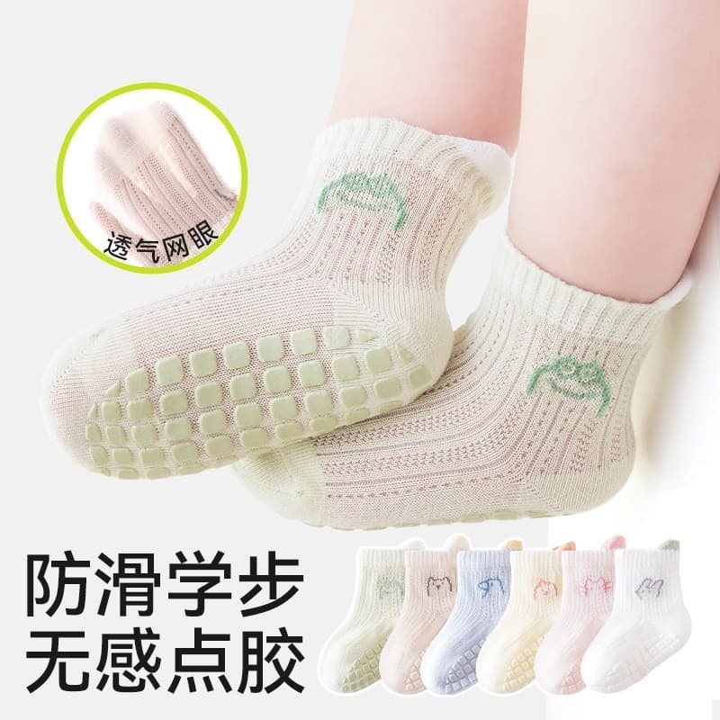 Meias de chão para bebês, primavera outono, finas, antiderrapantes, resfriamento, infantil, verão, algodão puro, meias d