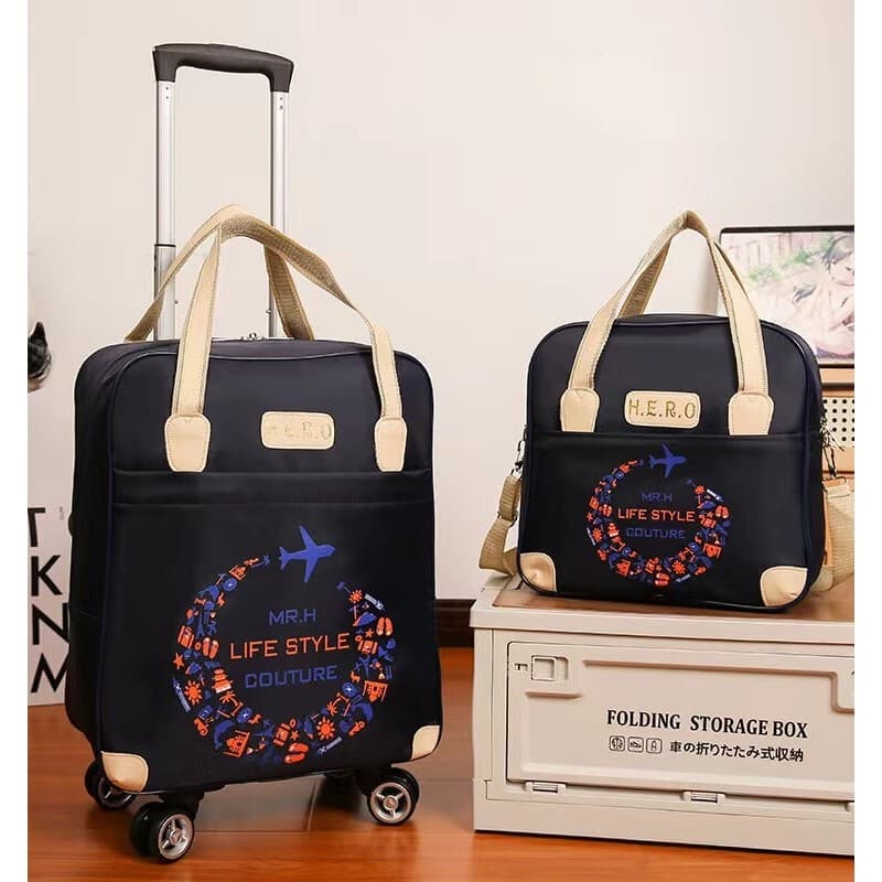 Pequeno pequeno carrinho de 4 rodas saco de viagem Oxford girando saco de bagagem 67cm saco de embarque passeio viagem c