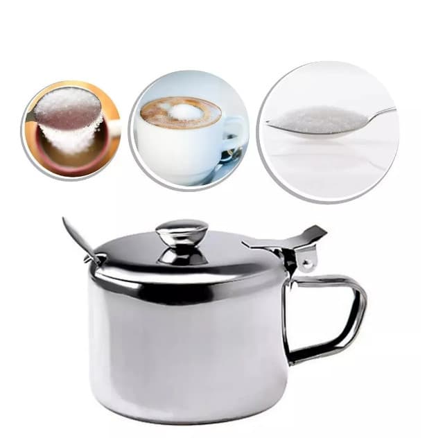 Açucareiro Inox c/ Tampa E Colher 250m Elegância na Cozinha