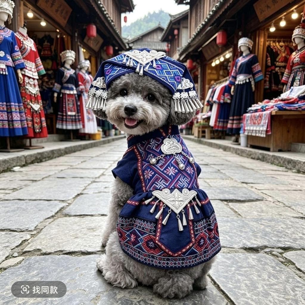 Roupas para animais de estimação ternos étnicos gato novo estilo forte étnico Guangxi roupas março gatos cães Miao minor